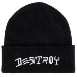Thrasher Destroy Embroidered Beanie - Black