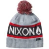 Nixon Teamster R Beanie - Heather Gray/Red -JD Snowboards Shop 191973231598 1
