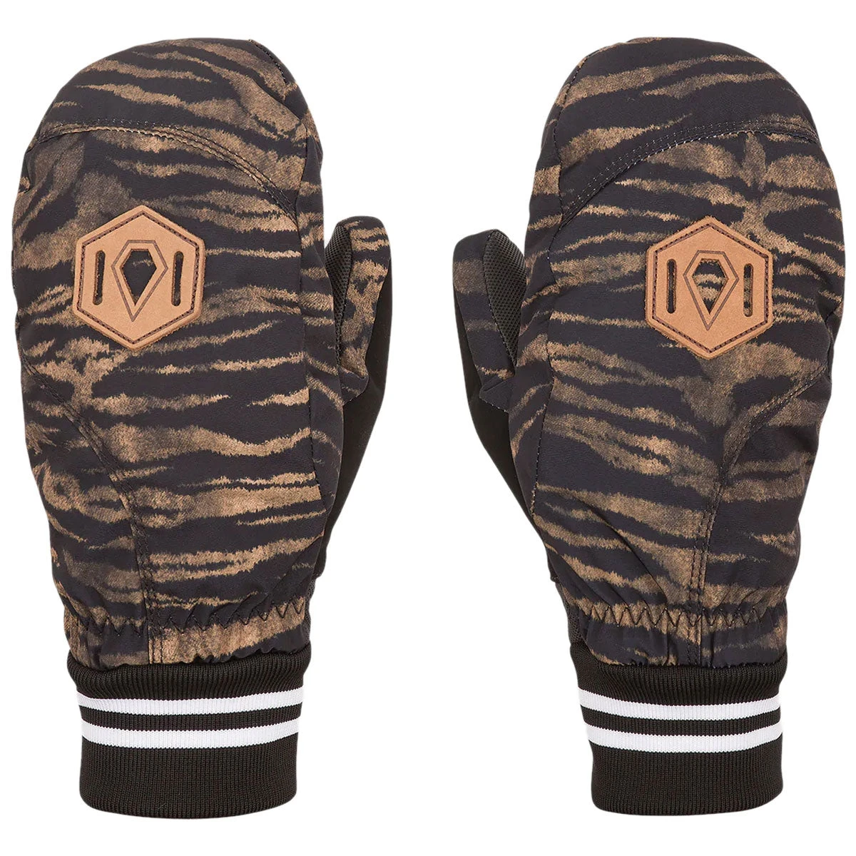 Volcom Womens Bistro Mitt Snowboard Gloves - Tiger Print 3 Volcom Womens Bistro Mitt Snowboard Gloves - Tiger Print