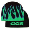 CCS Flames Reversible Skully Beanie - Black/Green -JD Snowboards Shop ccs flame beanie green 1